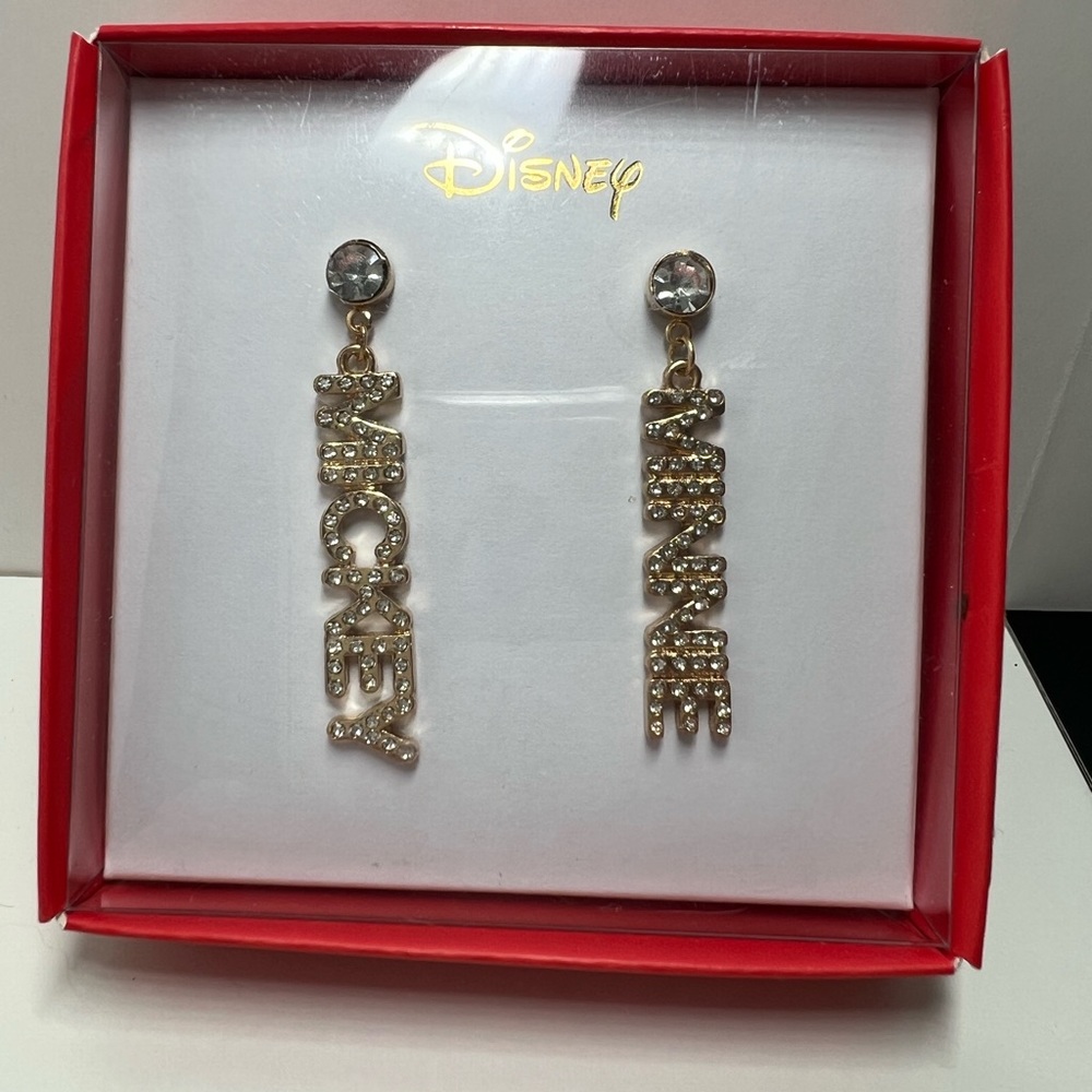 Disney Goldtone Mickey and Minnie Sparkle dangle earrings